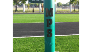 football-post-pad-green-with-black-logo-letters-mps -gallery