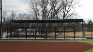 dugout-rail-and-rail-pad-2-375-inch-od-material-powder-coated-uwgb-softball-stadium -gallery