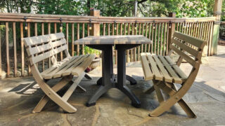 Atlanta 48 x 32 Table – Shiplap with charcoal frame – front – product image