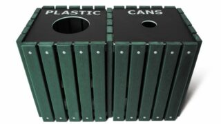 Recycled Plank Receptical – TRSQ-40-GRN_DoubleRecyclingReceptacle_US27_052-1